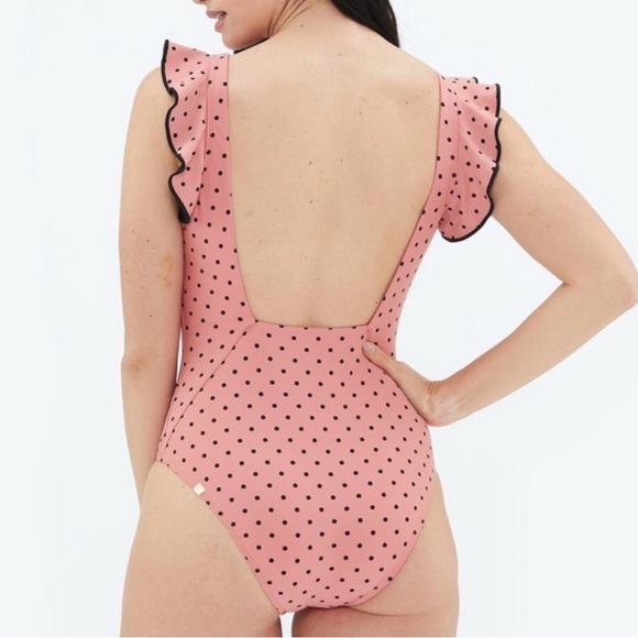 SUMMERSALT- Backflip Ruffle One Piece Pink Polka Dot Size 4 - Picture 2 of 7